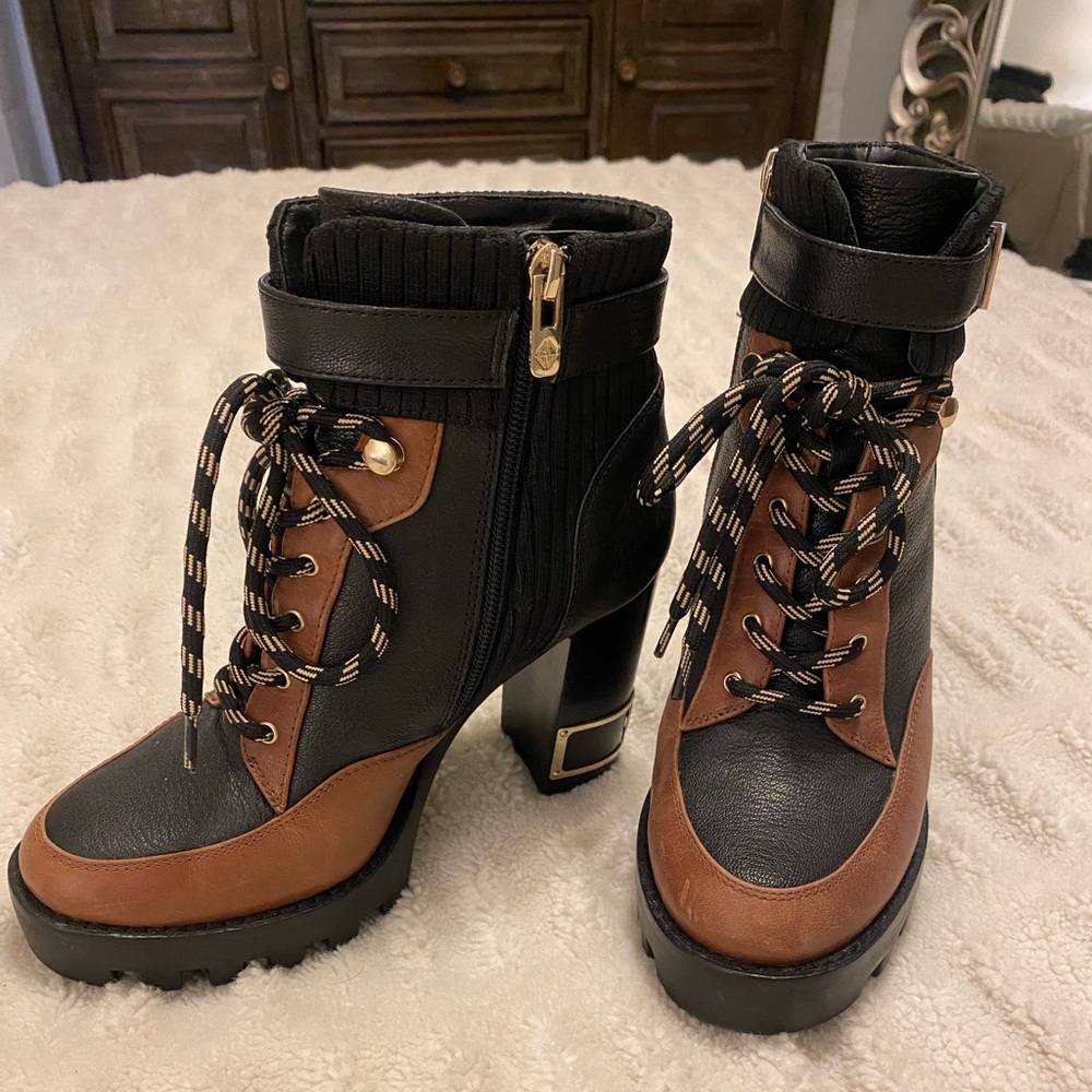 ANTONIO MELANI Black and Brown Lace Up Boots